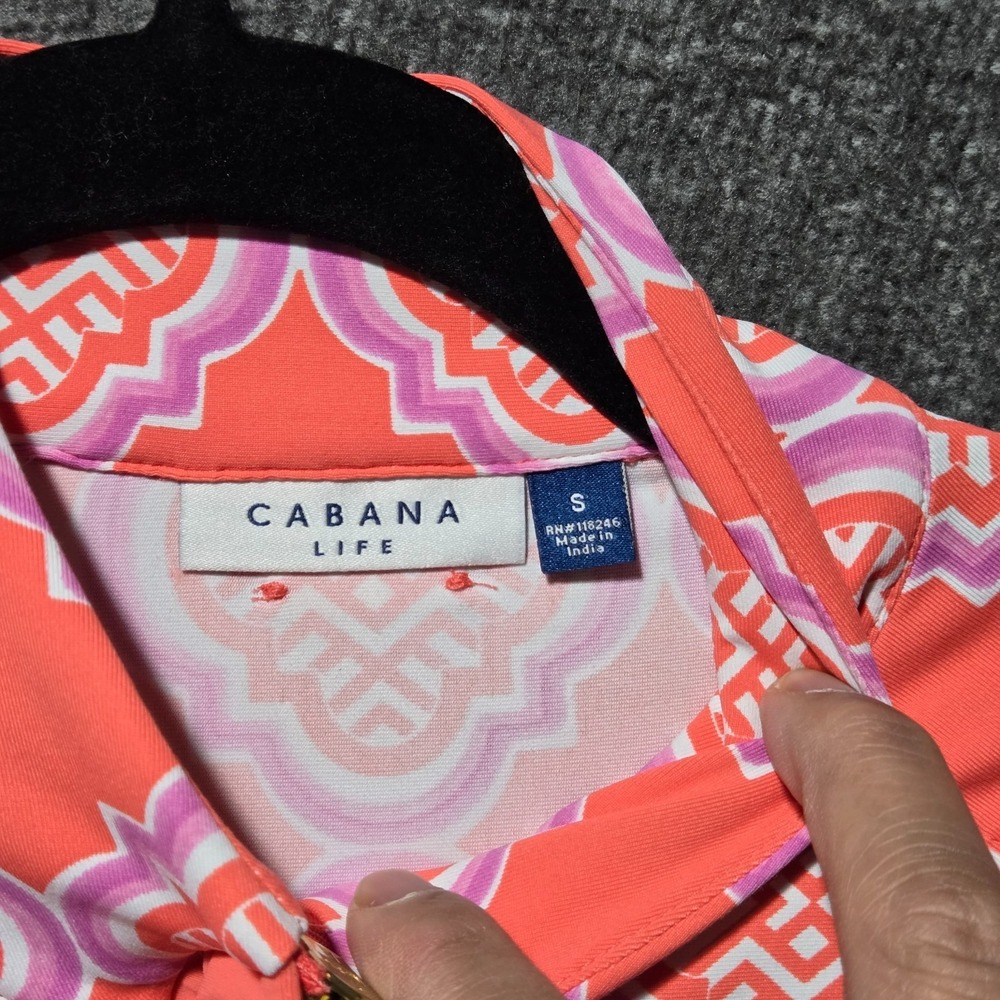 Cabana Life Coral Geo 1/4 Zip Long Sleeve Sport Dress Pink 50+ UPF Sz S - Picture 5 of 12